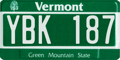 VT license plate YBK187
