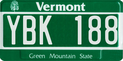 VT license plate YBK188