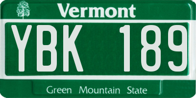 VT license plate YBK189