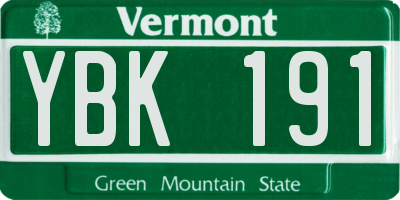 VT license plate YBK191