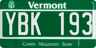 VT license plate YBK193