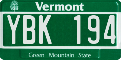 VT license plate YBK194