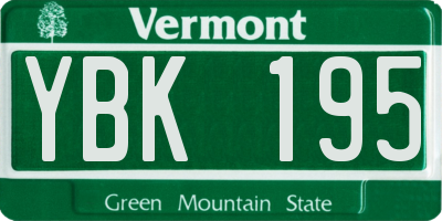 VT license plate YBK195