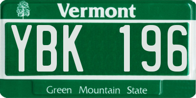 VT license plate YBK196