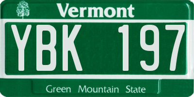 VT license plate YBK197