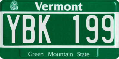 VT license plate YBK199