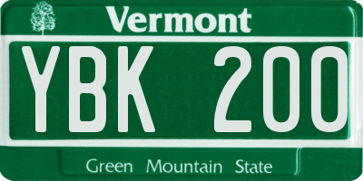 VT license plate YBK200