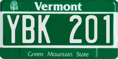 VT license plate YBK201