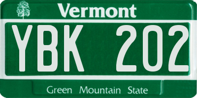 VT license plate YBK202