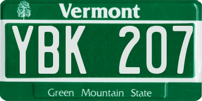 VT license plate YBK207