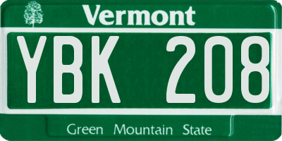 VT license plate YBK208
