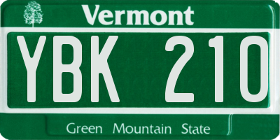 VT license plate YBK210