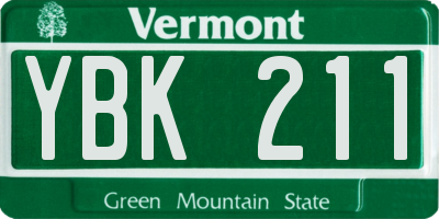VT license plate YBK211
