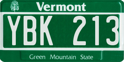 VT license plate YBK213