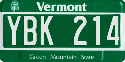 VT license plate YBK214