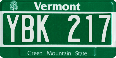 VT license plate YBK217