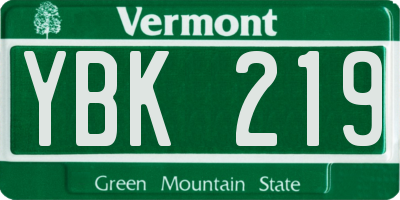 VT license plate YBK219