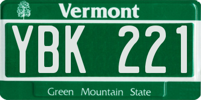 VT license plate YBK221