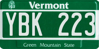 VT license plate YBK223