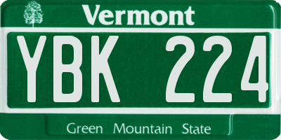 VT license plate YBK224