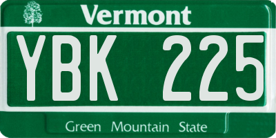 VT license plate YBK225