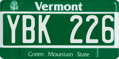 VT license plate YBK226