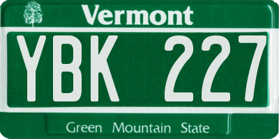 VT license plate YBK227