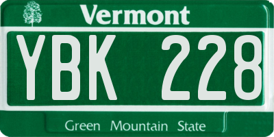 VT license plate YBK228