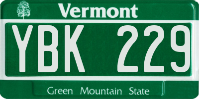 VT license plate YBK229