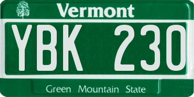 VT license plate YBK230