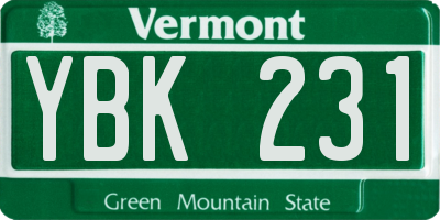 VT license plate YBK231