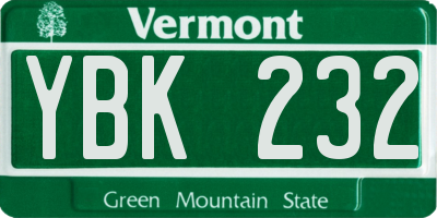 VT license plate YBK232