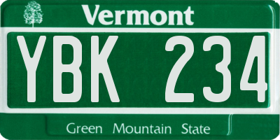VT license plate YBK234