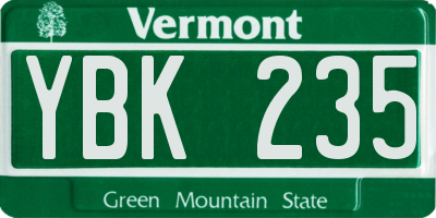 VT license plate YBK235