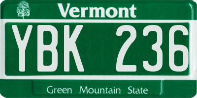 VT license plate YBK236
