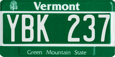 VT license plate YBK237