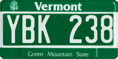 VT license plate YBK238
