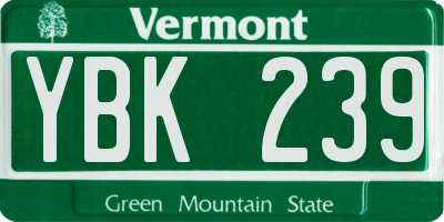 VT license plate YBK239