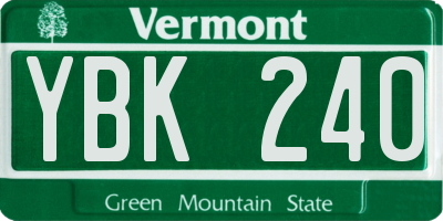 VT license plate YBK240