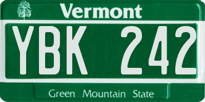 VT license plate YBK242