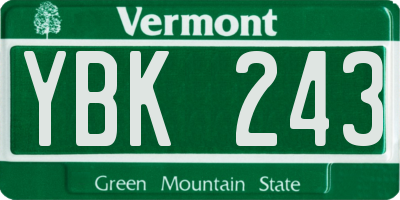VT license plate YBK243