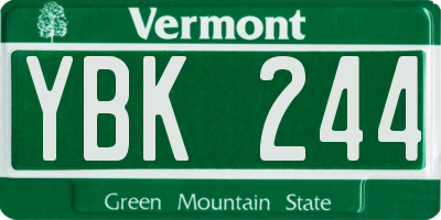 VT license plate YBK244