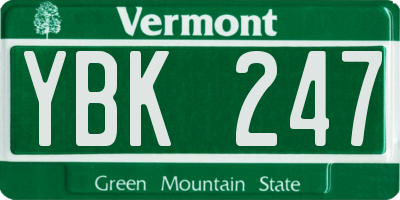 VT license plate YBK247