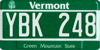 VT license plate YBK248