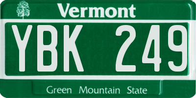 VT license plate YBK249
