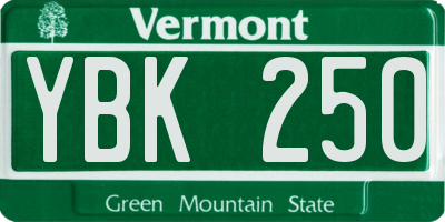 VT license plate YBK250