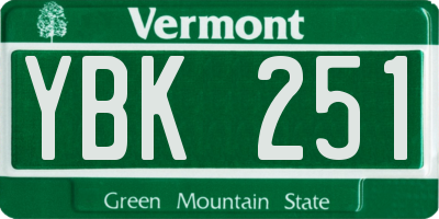 VT license plate YBK251