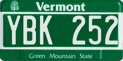 VT license plate YBK252