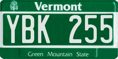 VT license plate YBK255