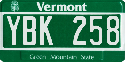 VT license plate YBK258